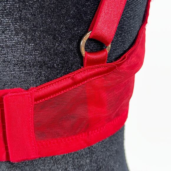 Honey Birdette 36H Red Embroidered Mesh Balcony Bra Cage Detail Missing Chain - Picture 7 of 16